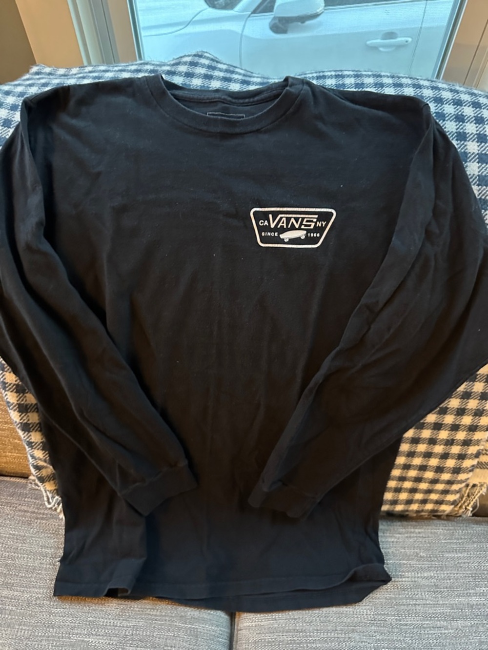Vans Black Long Sleeve Shirt with White Logo Patch